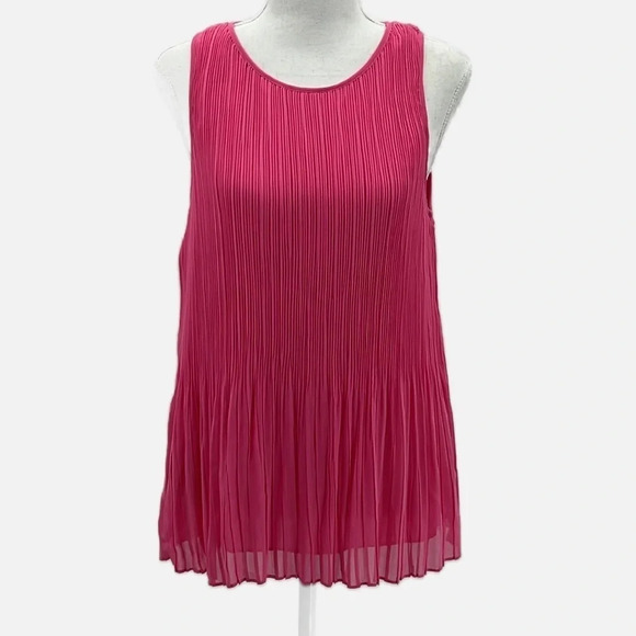 Halogen Pleated Sleeveless Swing Top in Barbie Pink - Size Small - Picture 2 of 8